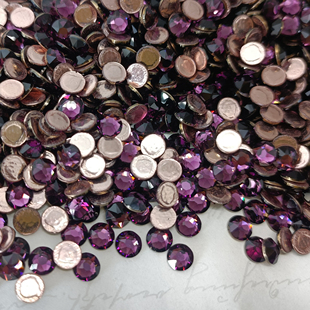 正品奥地利施家水晶华子204深紫色圆形平底美甲烫钻水晶饰品