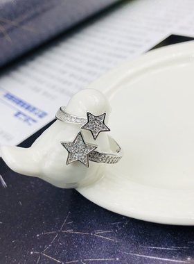 纯银锆石钻开口戒指