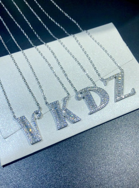 纯银锆石钻轻奢小众字母项链