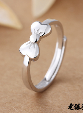 纯银可调节百搭尾戒