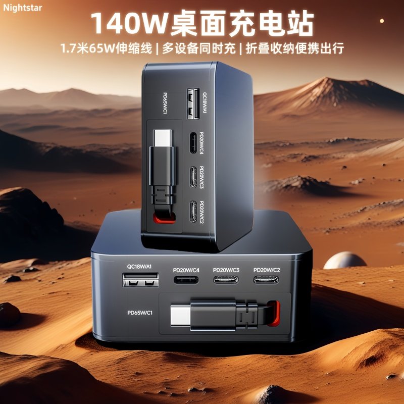 伸缩桌面充电站氮化镓充电器磁吸无线充电100W多口适用苹果华为,3C数码配件,桌面充电站,淘宝优惠券,粉丝福利购,淘宝优惠卷