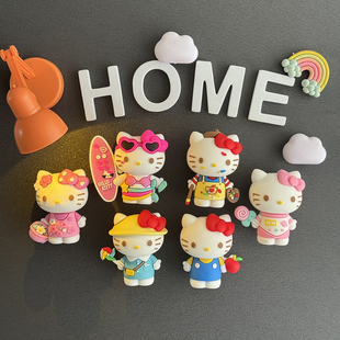 可爱卡通KT猫冰箱贴磁贴创意立体hellokitty入户门洞洞板装饰磁性