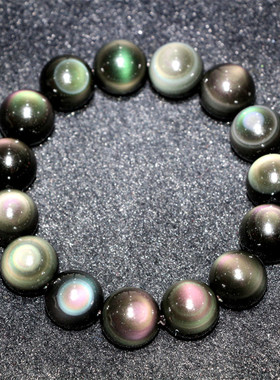 天然黑曜石 双眼双彩黑曜石 双眼黑曜石 黑曜石大圆眼 7A