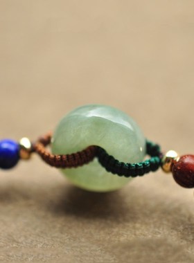 小叶紫檀翡翠平安扣多宝玉器项链6mm原创DIY女款毛衣链挂绳