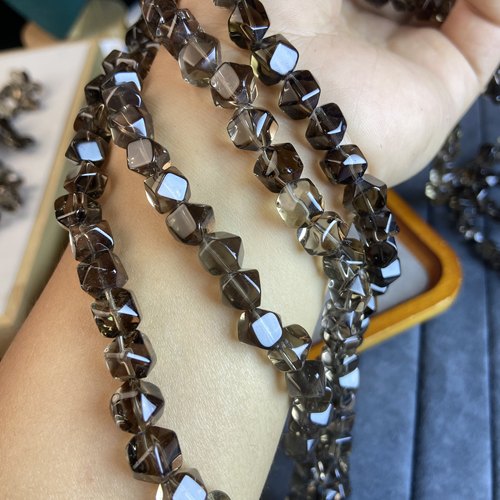 纯天然水晶茶晶方糖切角散珠手工串珠DIY手链项链配件配珠半成品