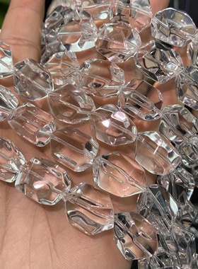 【自留款】原矿级 纯天然7A级净体白水晶切角随形珠散珠手工串珠