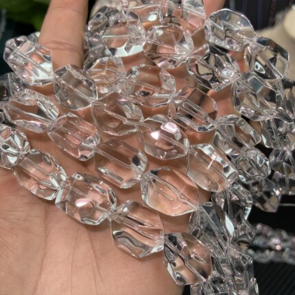 【自留款】原矿级 纯天然7A级净体白水晶切角随形珠散珠手工串珠