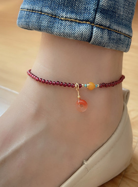 其他未镶嵌时尚天然石榴脚链