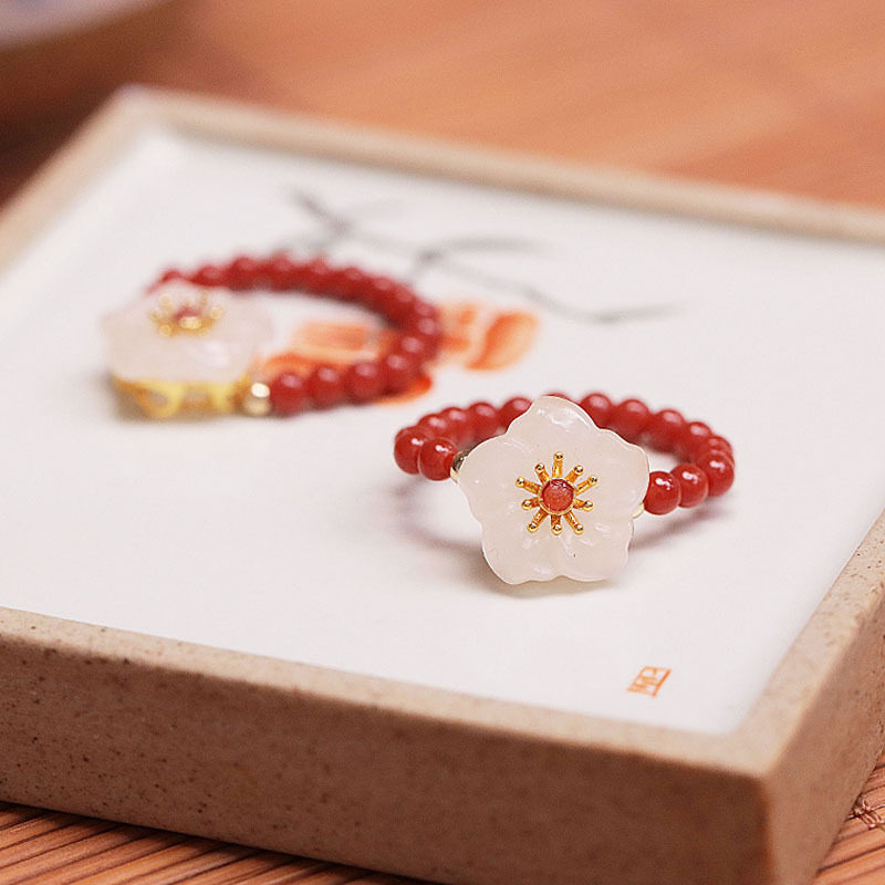 极细3mm南红玛瑙戒指女满肉满色南红银镀金镶和田玉尾戒指环