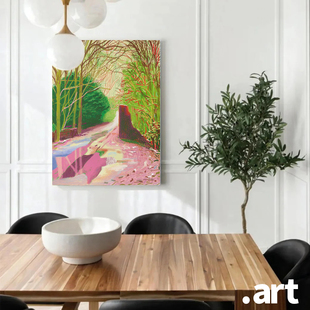 波普现代家居装饰画玄关客厅餐厅粉色挂画 大卫霍克尼艺术衍生品