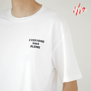 Joan oversize宽松落肩 黑色幽默 白色圆领纯棉短袖 ART艺术家T恤