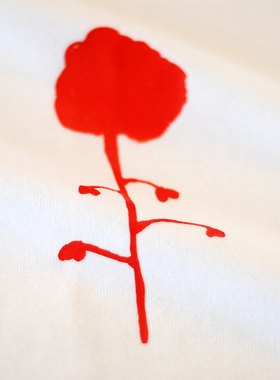 Louise送你一朵小红花 白色纯棉oversize宽松落肩ARTee艺术家T