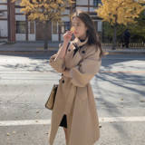 英伦风卡其色风衣外套女春秋2025超火好看高级小众宽松中长款大衣，女装风衣，浙宝252