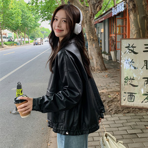 【现货】百搭黑色皮衣外套 浙宝B252-2415-P145-K218图片