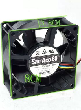 三洋9G0812P1G09 8038 12V 1.1A 8CM大风量温控服务器散热风扇