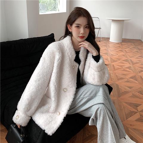 羊羔毛外套女2022新款羊剪绒皮毛一体大衣冬年轻羊毛皮草海宁反季
