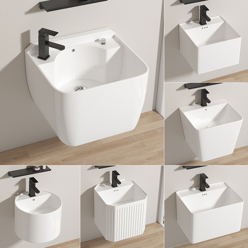 陶瓷挂式洗手盆一体盆卫生间阳台洗脸盆壁挂小户型迷你小型洗手池