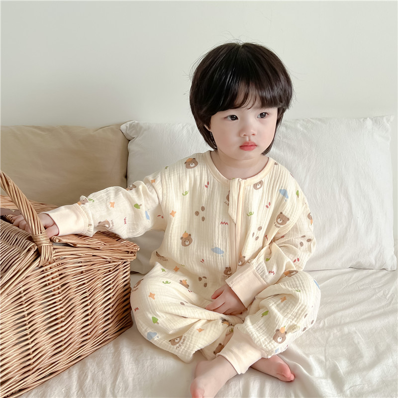 男童连体睡袋女宝宝纱布卡通