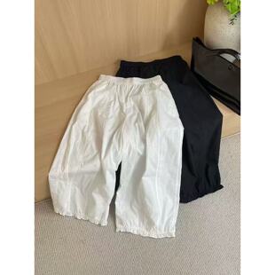 今年流行的梧桐裤小个子九分裤气球裤女夏薄款白色花边裤子阔腿裤