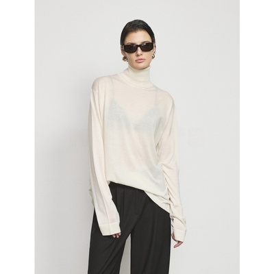 法式高级感白色高领套头毛针织衫