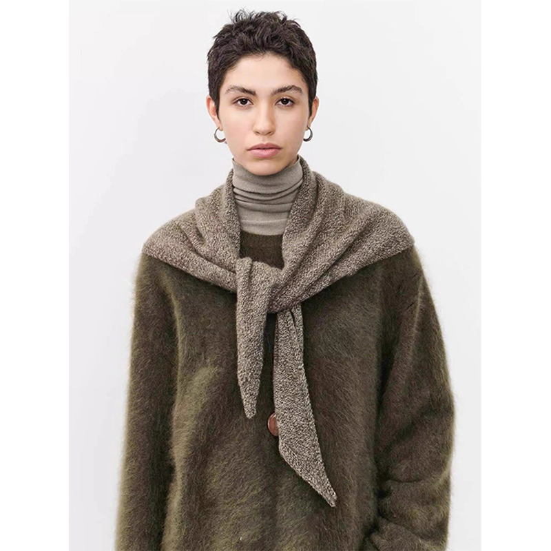 法式复古美拉德针织披肩三角围巾女秋冬时髦坎肩外搭叠穿保暖围脖