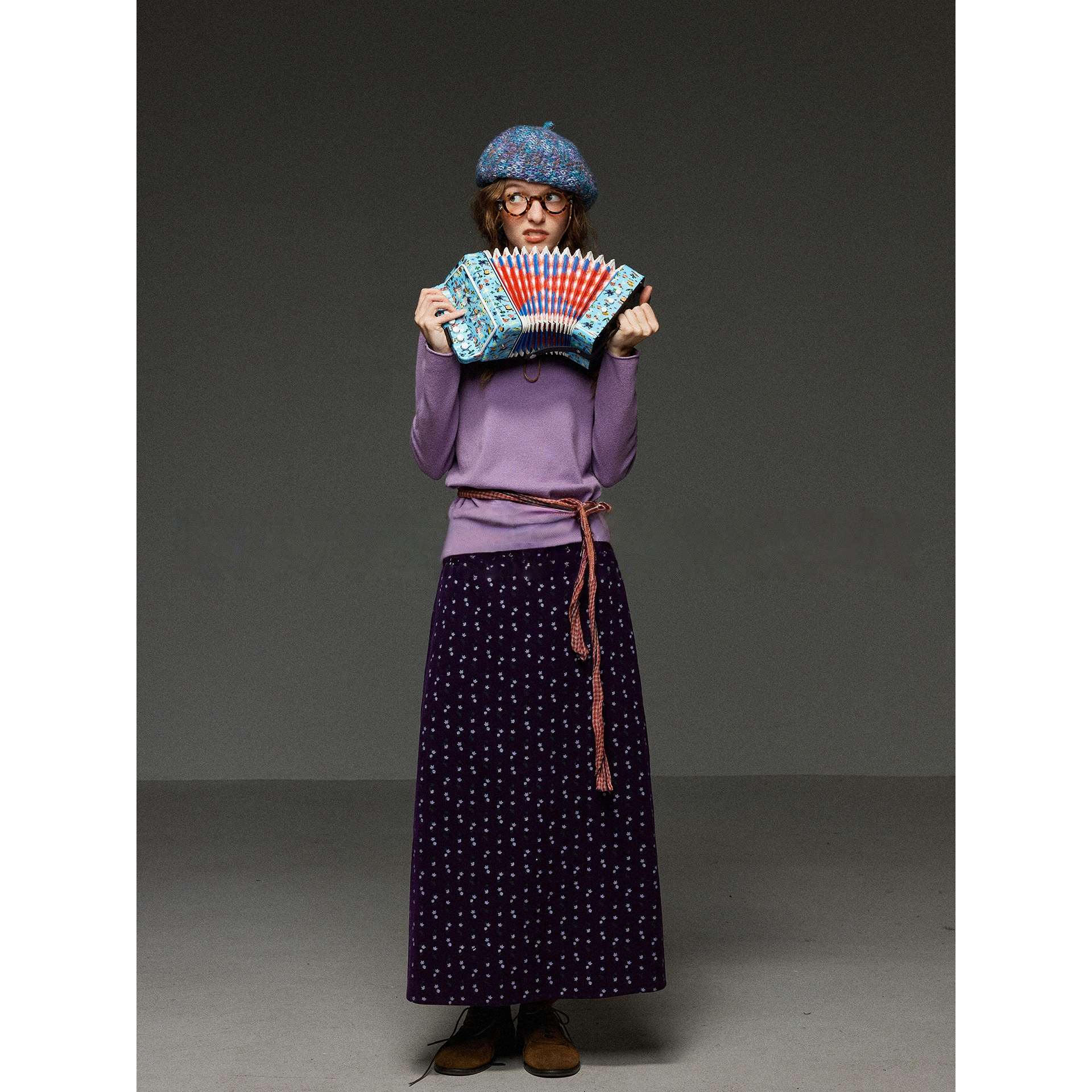 复古卷边半高领叠穿打底衫女