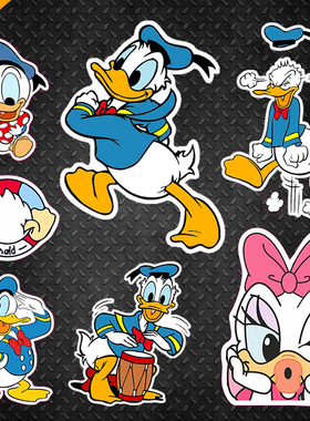 可爱唐老鸭卡通电脑笔记本冰箱贴电动汽车反光磁力磁吸装饰贴纸