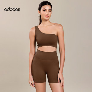 ododos 单肩美背运动背心女裸感健身瑜伽服不对称设计感罗纹上衣