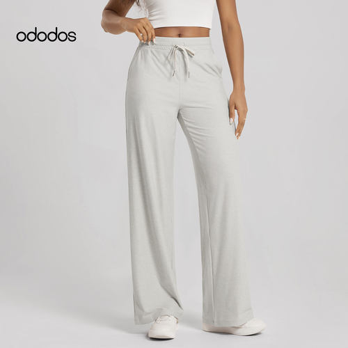ododos 抽绳阔腿裤女宽松显瘦直筒运动健身休闲长裤跑步运动裤