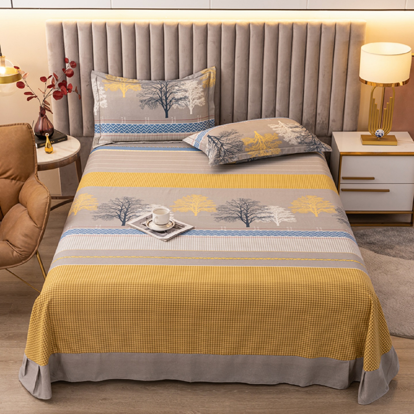 纯棉磨毛床单单件加厚秋冬保暖床品女被单子单双人圆角贴边床单