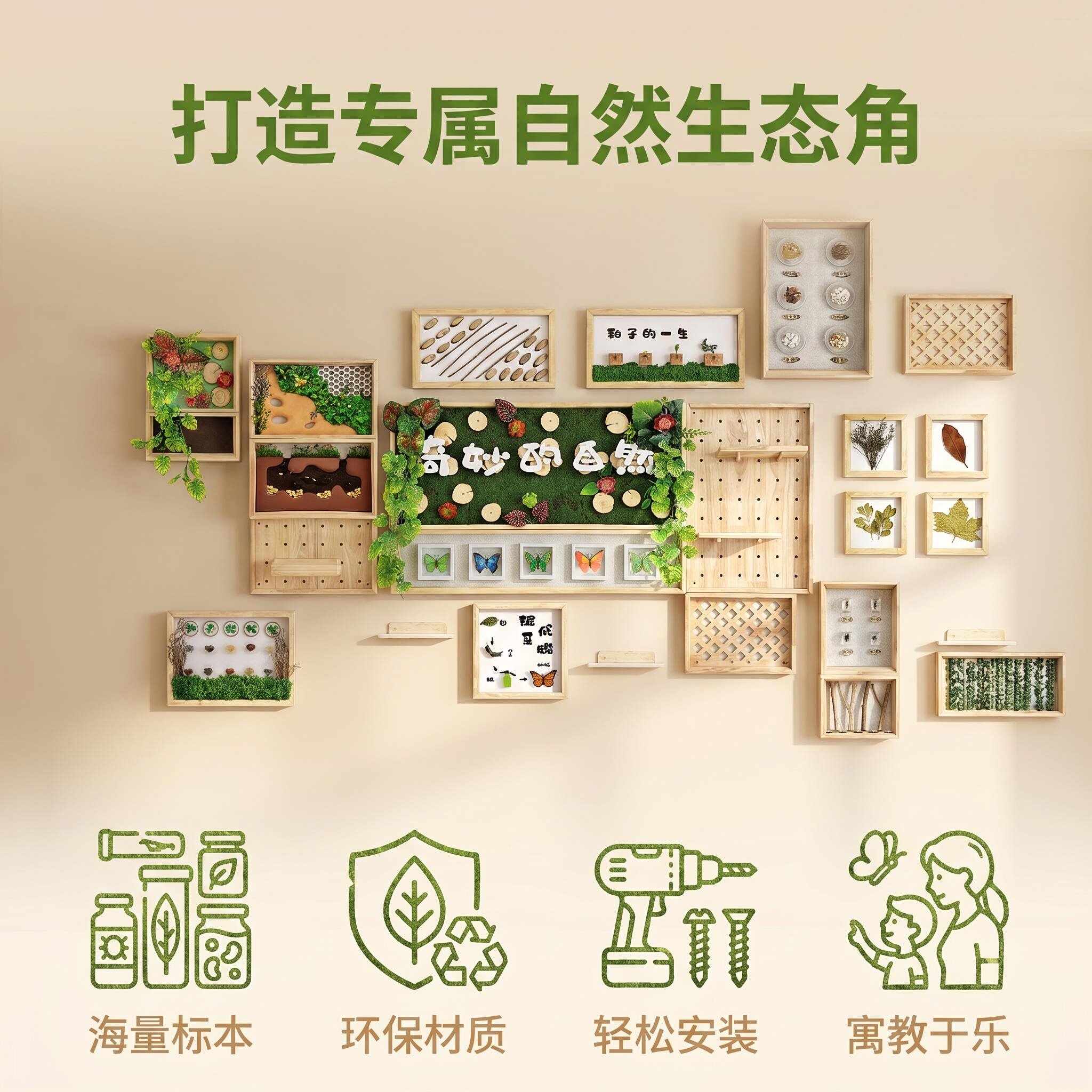 幼儿园环创自然主题墙动植物标本
