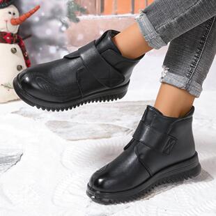 舒适新款加绒2024冬季新款高帮鞋抗寒真皮舒适加厚皮鞋保暖女棉鞋