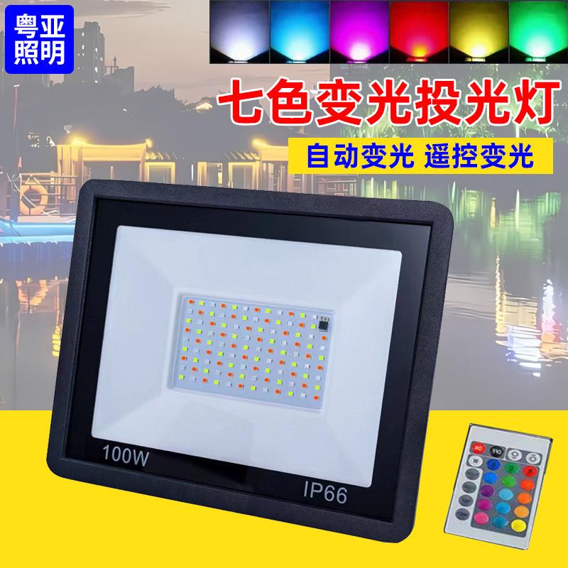 七彩苹果投光灯户外园林景观防水100W足功率遥控RGB变色led泛光灯