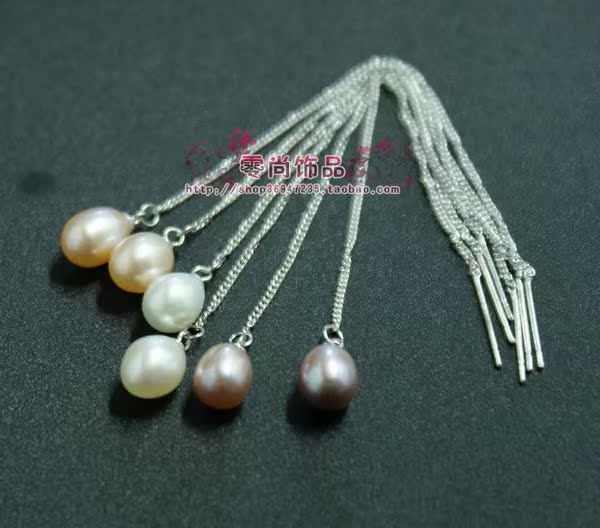 百搭天然水滴椭圆形珍珠银饰品