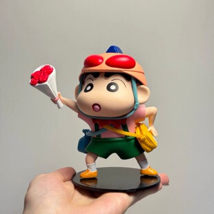 送花蜡笔小新手办七夕情人节礼物小摆件桌面装饰车载盲盒男女朋友