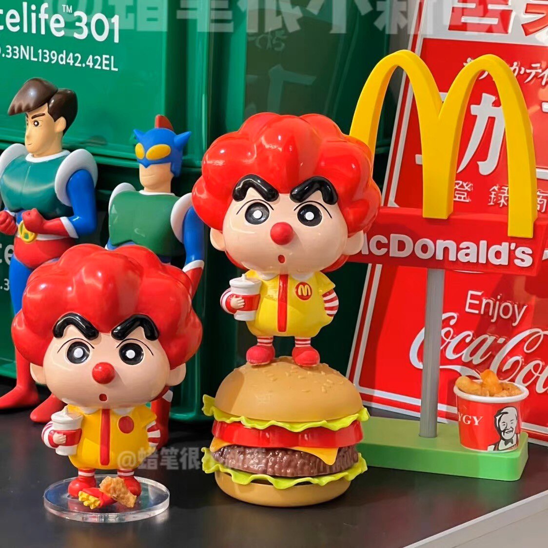 动漫潮玩 麦当劳小新手办周边玩具q版盲盒公仔创意车载车内饰品摆