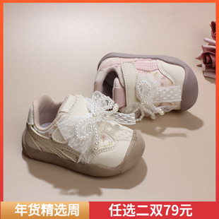 公主小皮鞋女童0-1-3岁秋冬蝴蝶结软底幼儿学步鞋女婴儿宝宝单鞋2