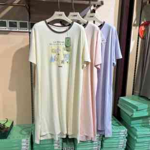 芬格兰31776卡通睡裙女夏季圆领短袖睡裙家居服可出门睡裙正品