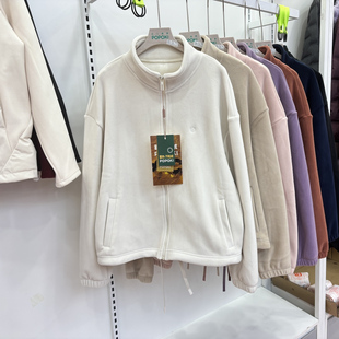 POPOKI6015小仙绒万能衣新款 抓绒上衣 冬加厚女立领奥粒绒外套大码