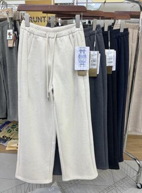 润婷高腰保暖女士直筒裤加绒羊毛255016小金条新款秋冬加绒休闲裤