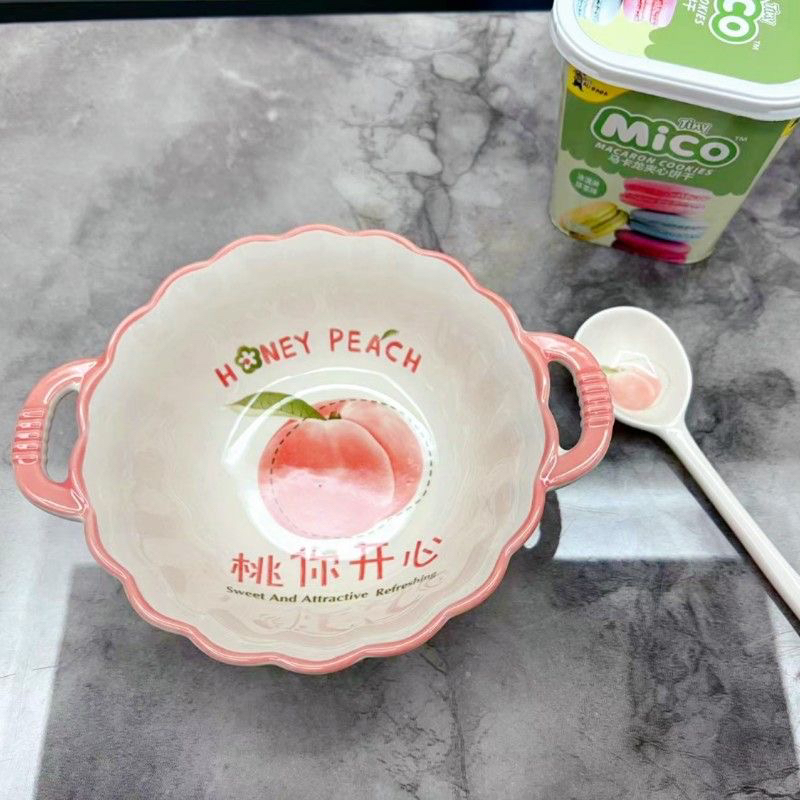 2025新款高颜值陶瓷碗家用餐具可爱卡通泡面碗汤碗好看饭碗釉下彩