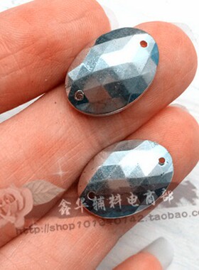 DIY仿金属手缝珠子 椭圆形钻珠 蛋型手工珠服装辅料 13X18MM 银色