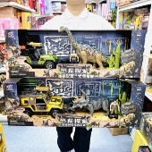 恐龙探索神秘远古巨兽霸王龙腕龙棘背龙救援车装 备枪武器儿童玩具