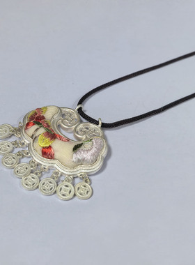 26年新款民族风苗银长命锁项链