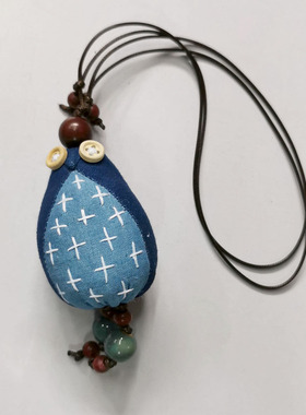 包邮原创民族风手工布艺毛衣项链