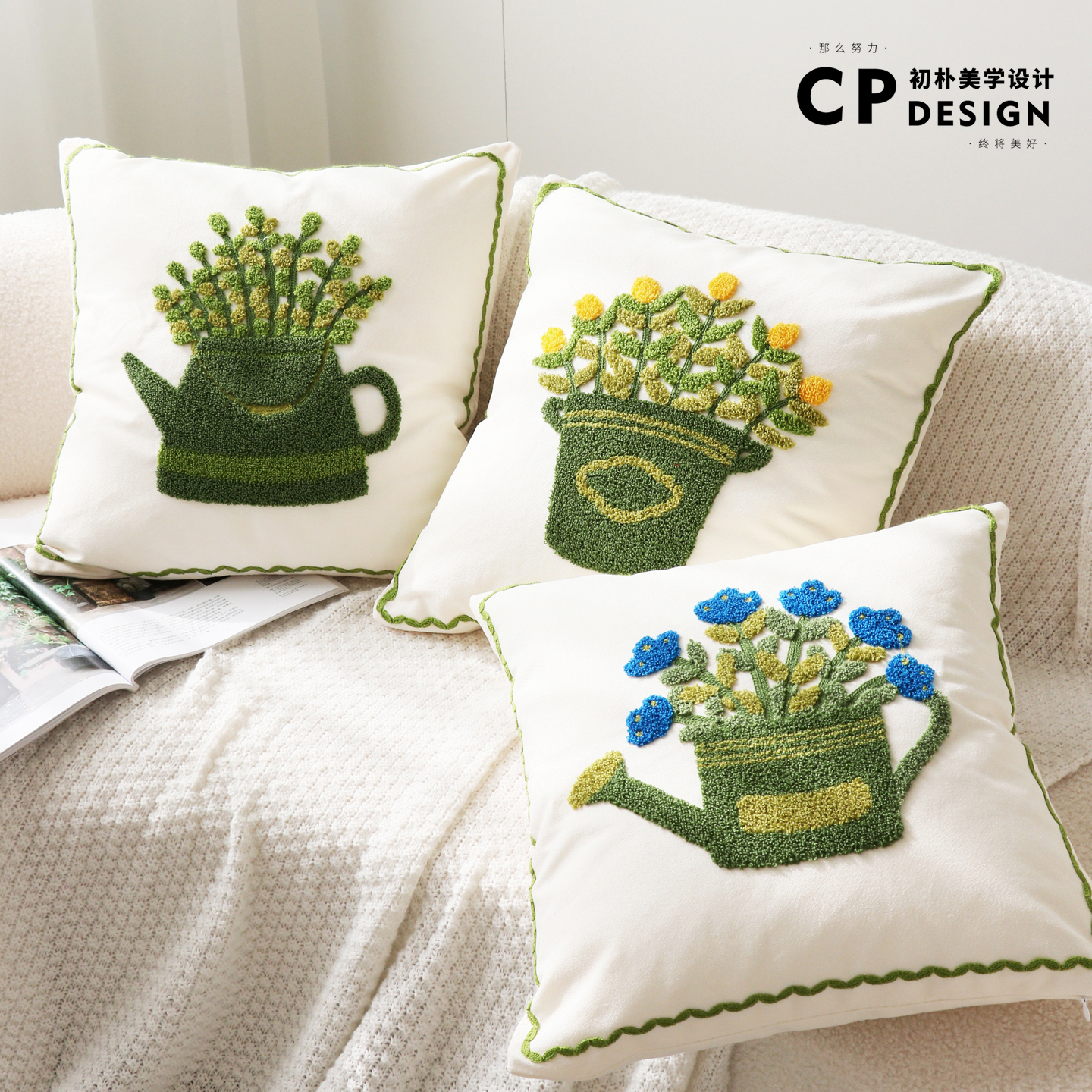 小清新北欧ins法式田园美式乡村绣花沙发抱枕飘窗靠垫民宿样板间