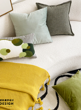 植物绿色系轻奢法式美式韩式田园抱枕腰枕靠垫靠枕套床头客厅沙发
