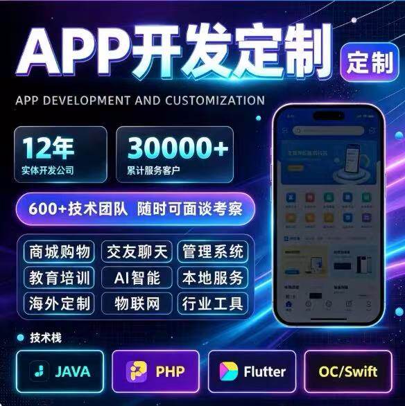 app开发软件定制商城直播物联网站OA小程序ERP后端客户管理系统