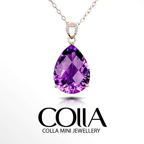 天然乌拉圭玫瑰金千禧项链吊坠