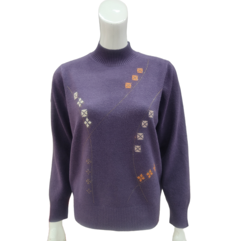 中老年女装秋冬绣花针织打底衫